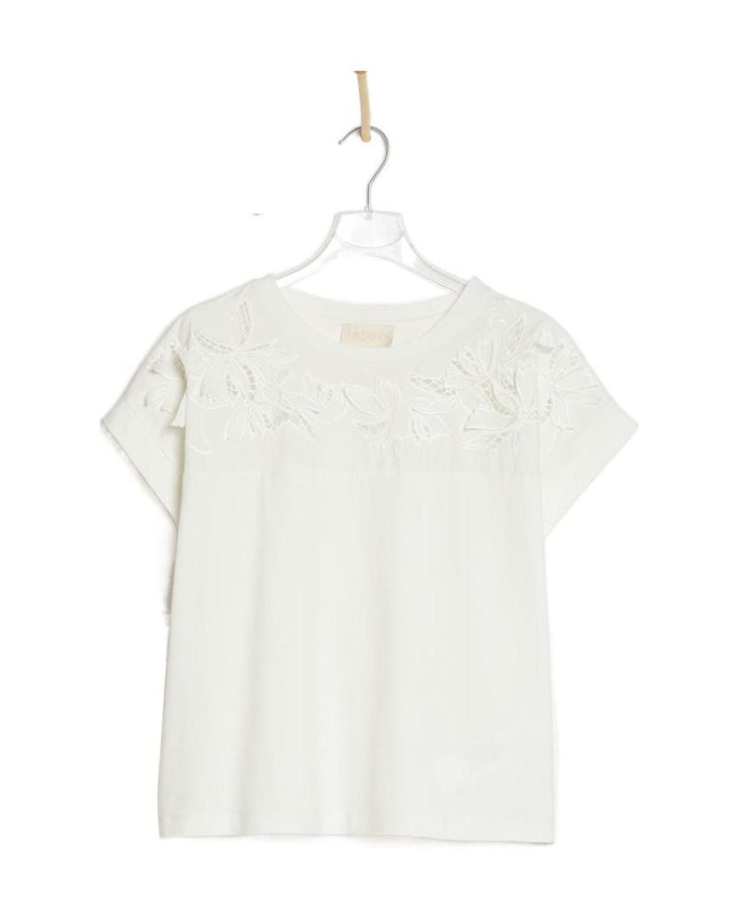 iBlues White Embroidered Cotton Knit T-Shirt