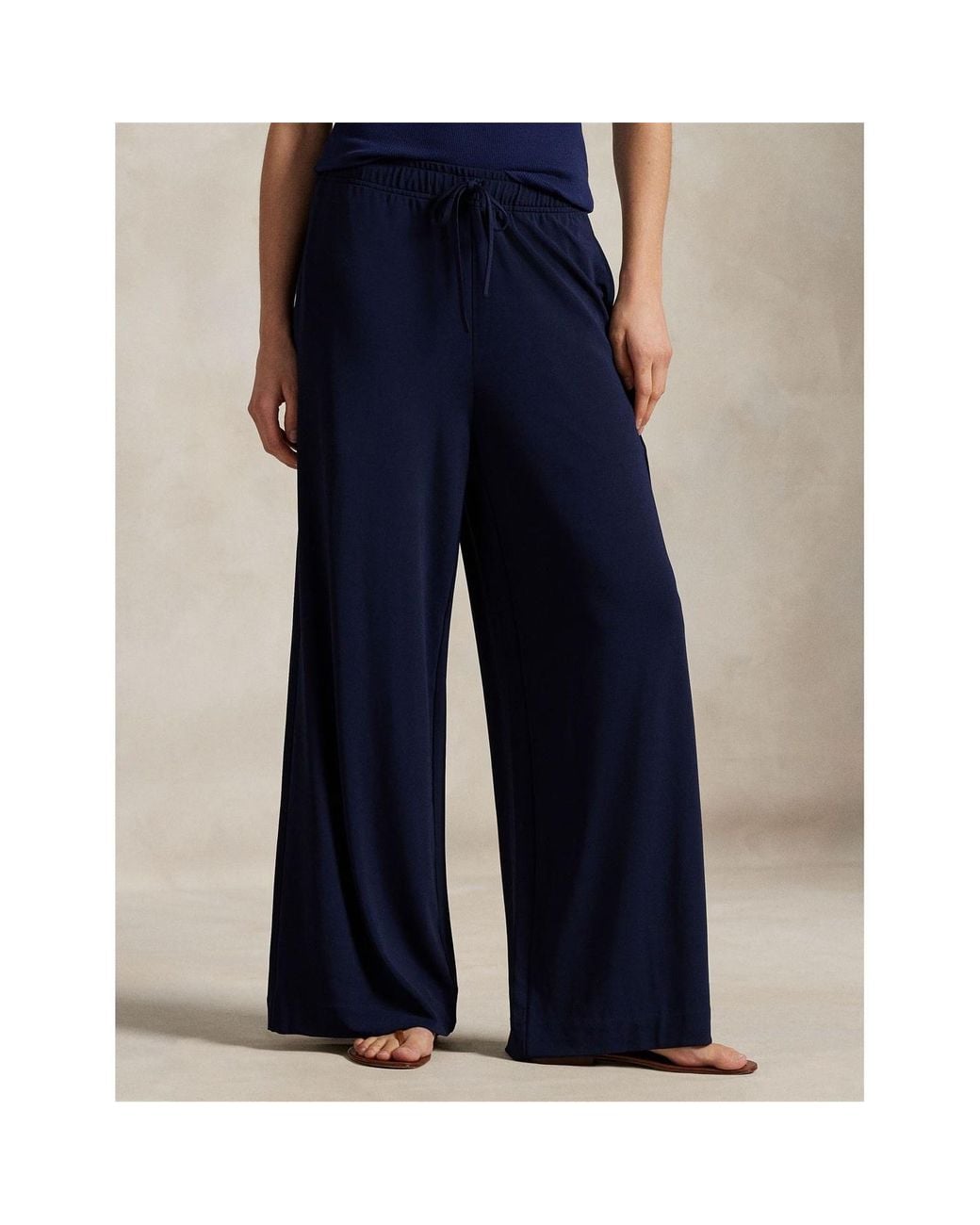 Polo Ralph Lauren Blue Stretch Jersey Wide Leg Trousers