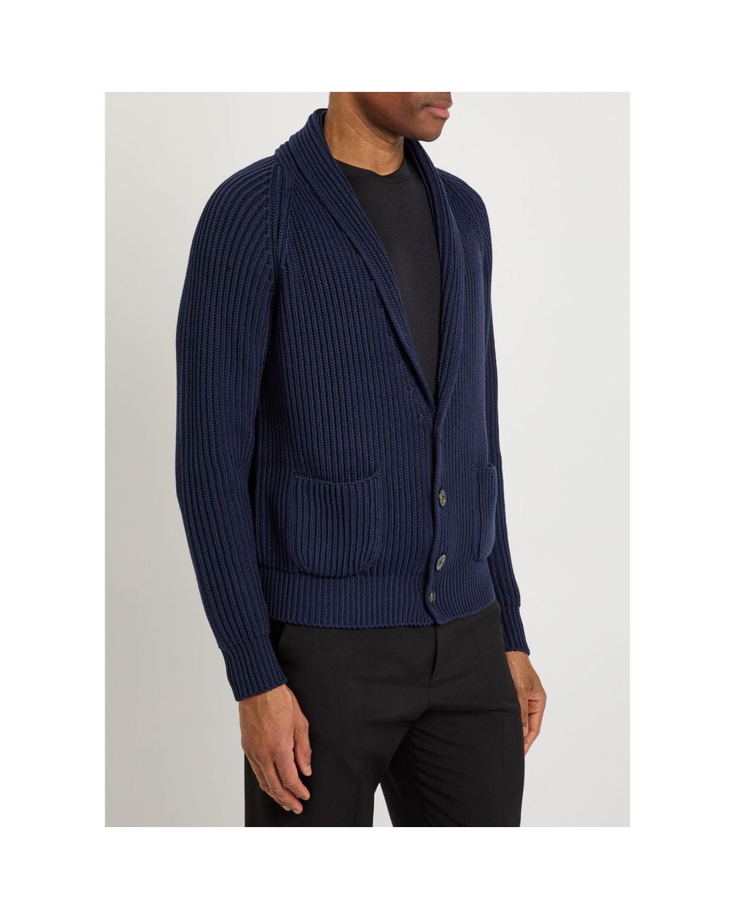 Tom Ford Blue Simple Cotton Silk Cardigan for men
