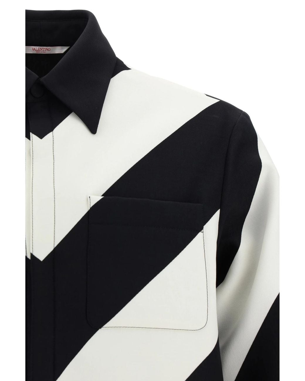 Valentino Blue Chevron-Striped Shirt for men