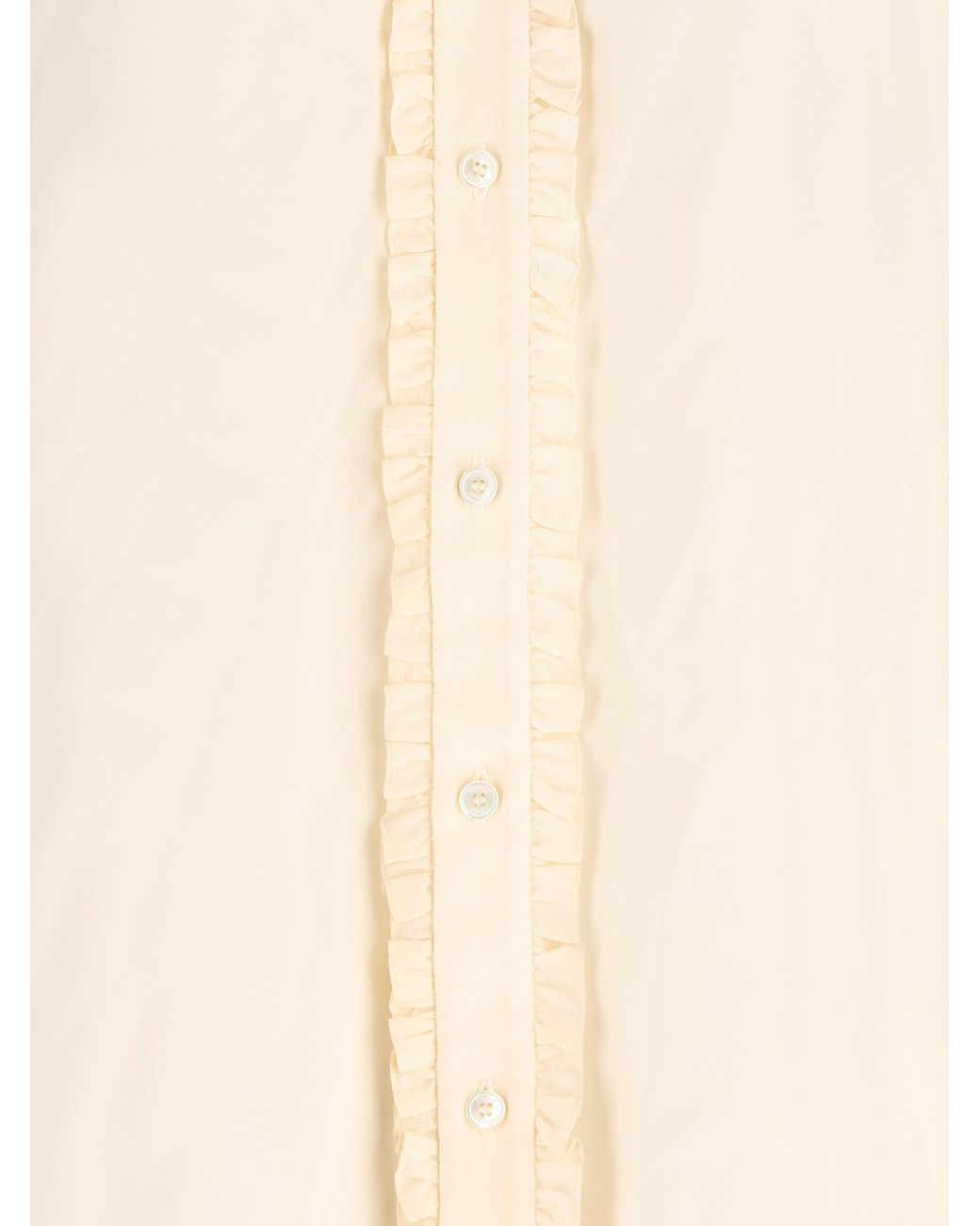 Chloé Natural Chloé Lace Panel Ruffled Blouse