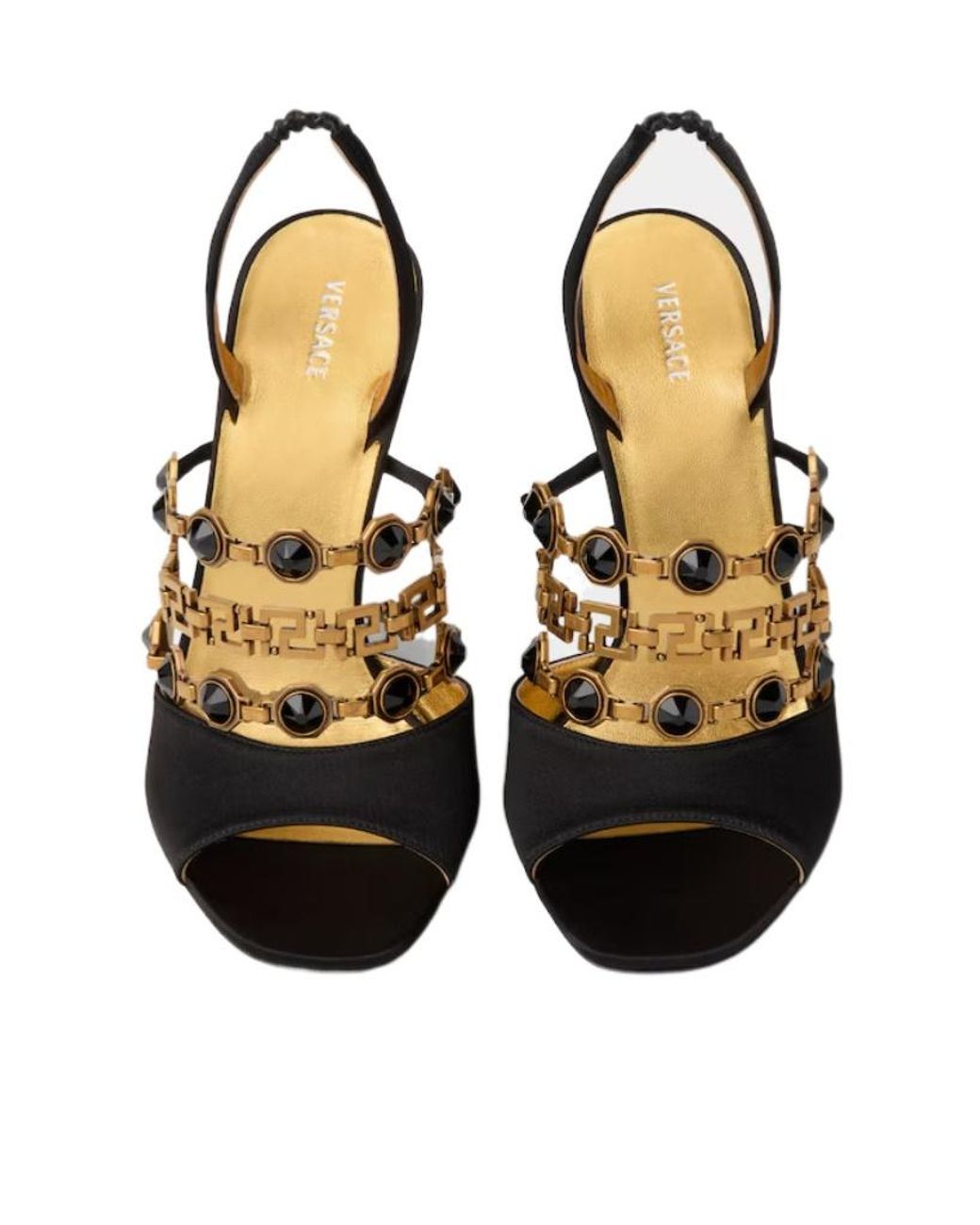 Versace Multicolor Embellished Slingback Heeled Sandals