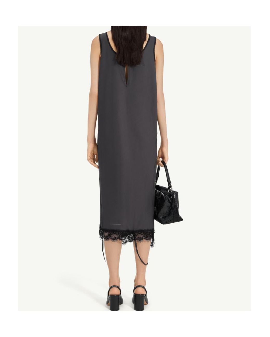 MM6 by Maison Margiela Black Mirrored Lace Slip Dress