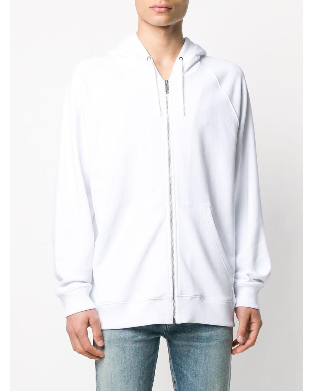 Givenchy White Logo-Print Zipped Hoodie for men