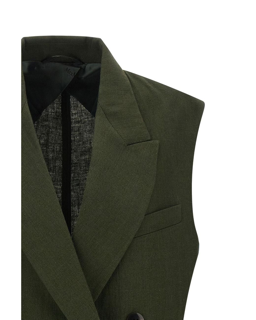 Max Mara Green Linen Double-Breasted Vest