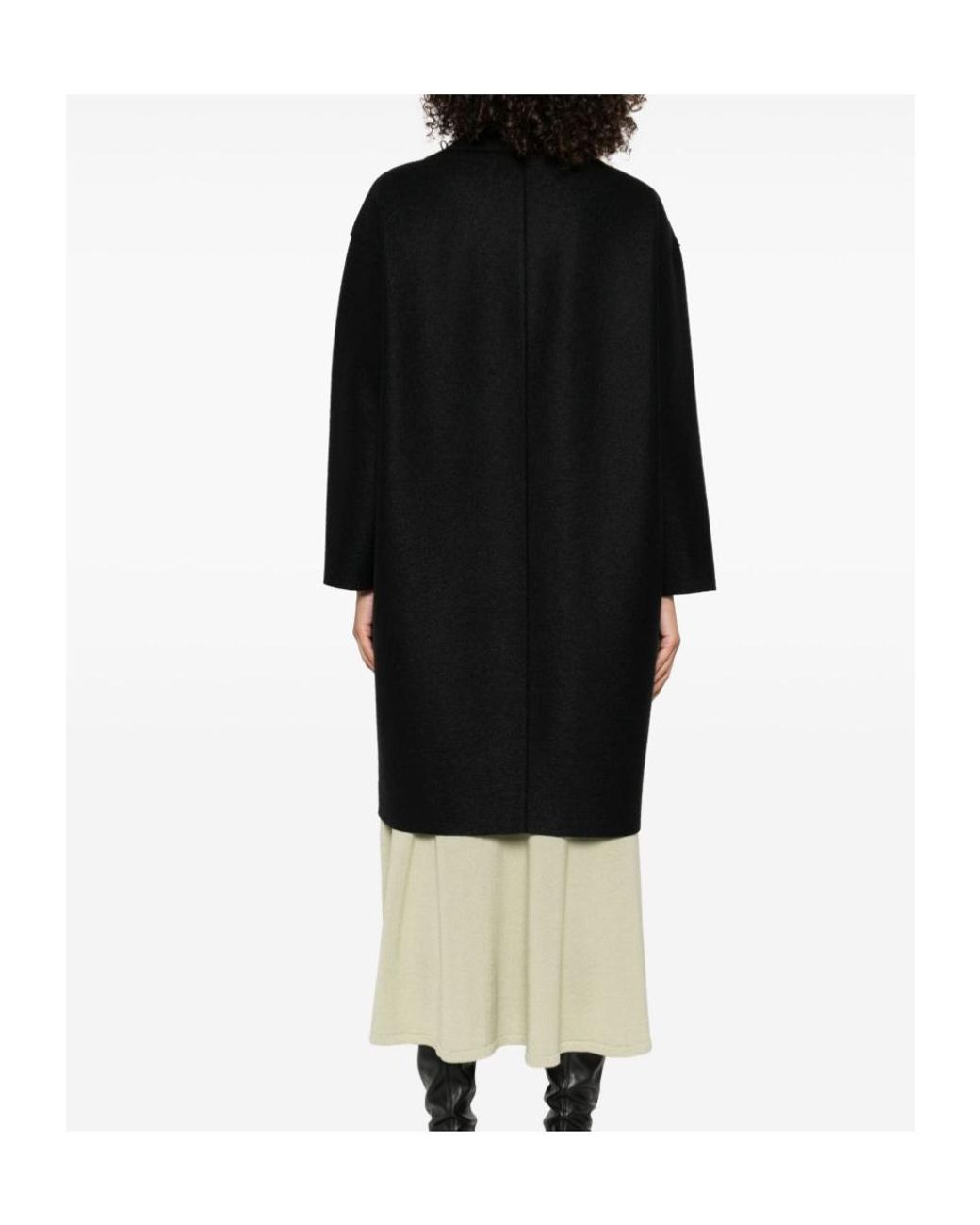 Harris Wharf London Black Dropped Shoulder Coat