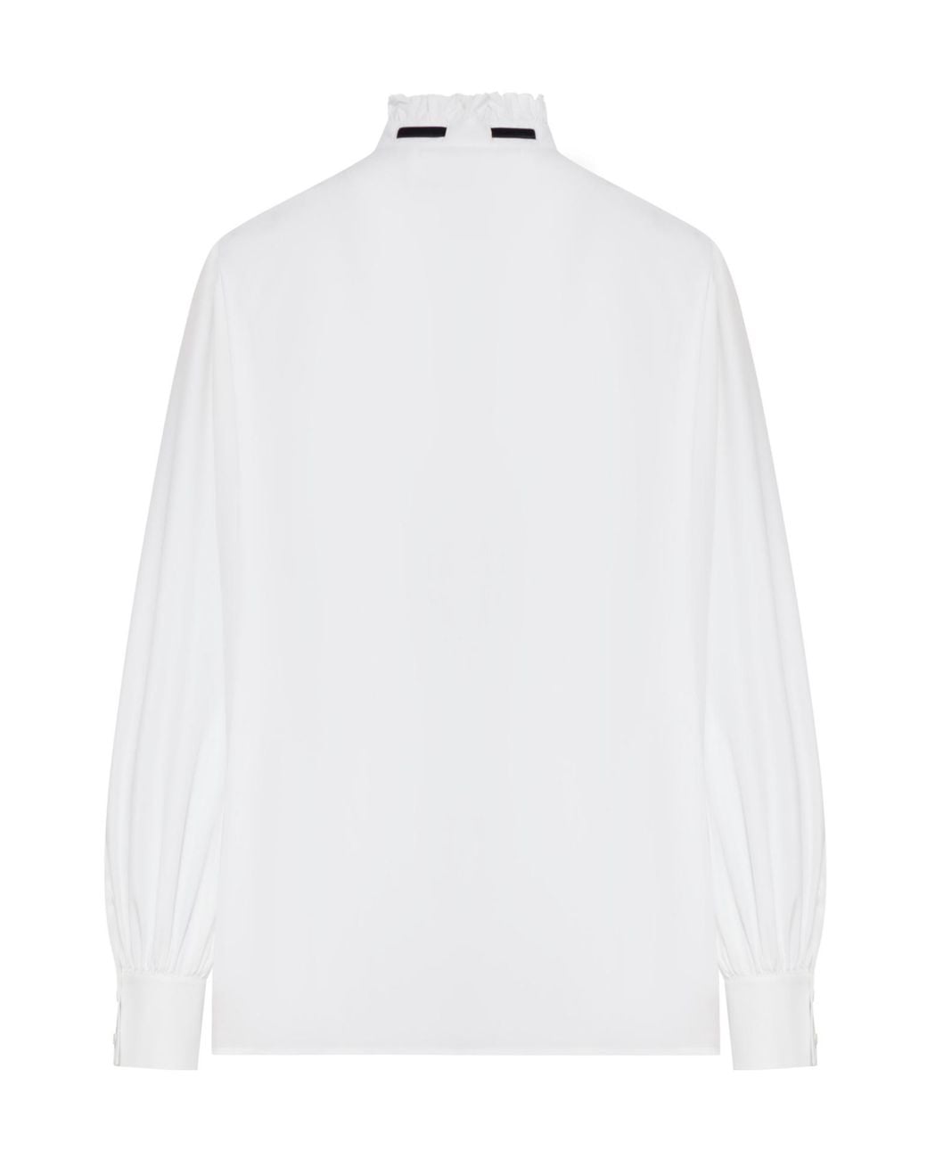 Valentino White Ruffle Detailed Button-Up Top