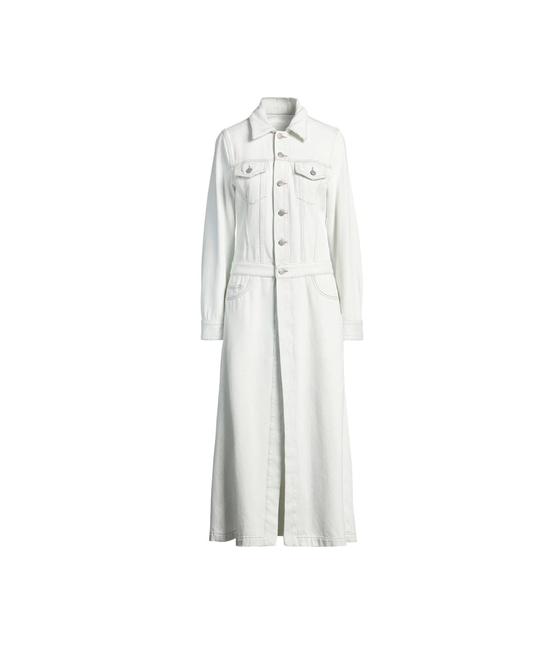 MM6 by Maison Margiela White Light-Colored Denim Trench Coat