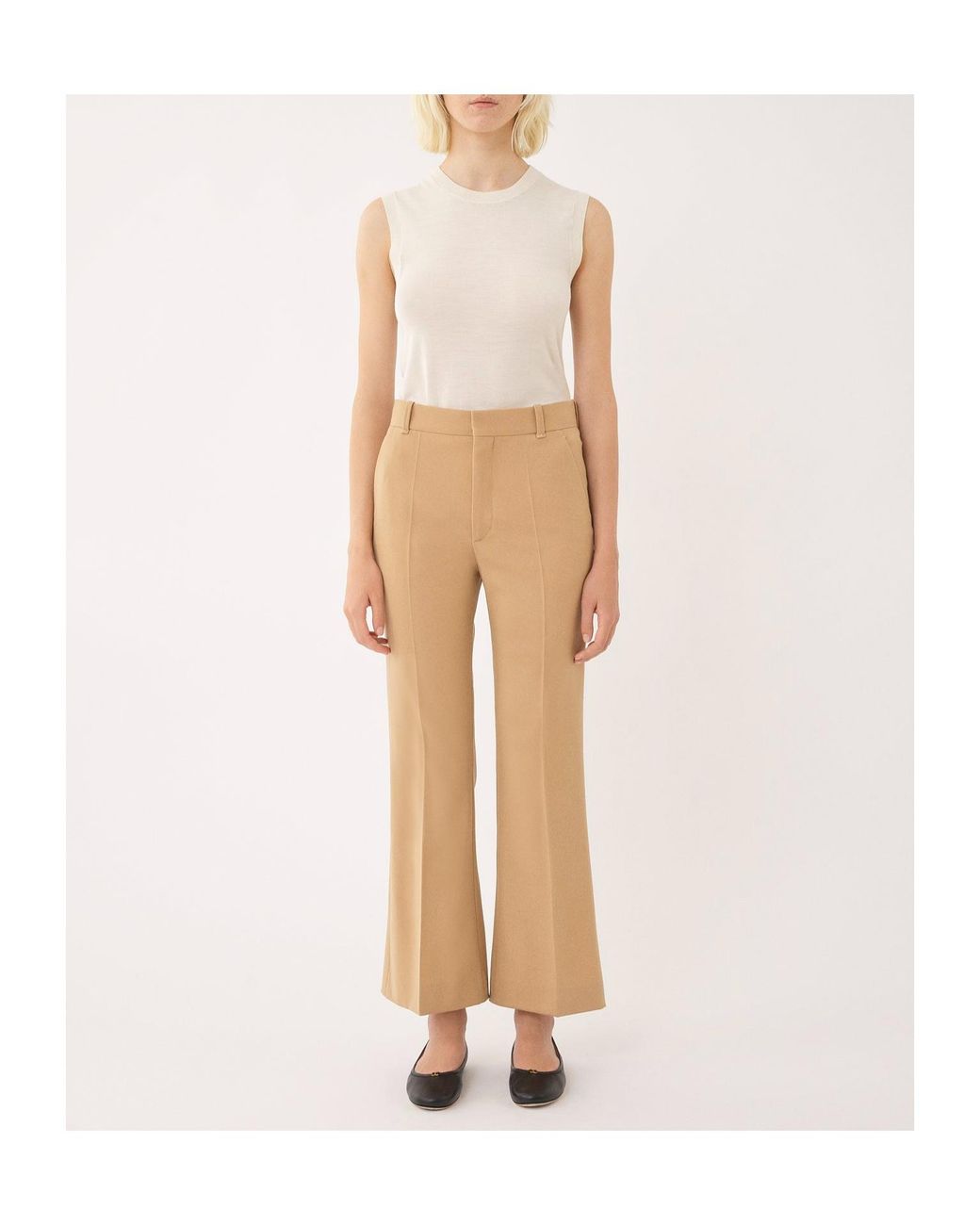 Chloé Natural Chloé Cropped Bootcut Pants