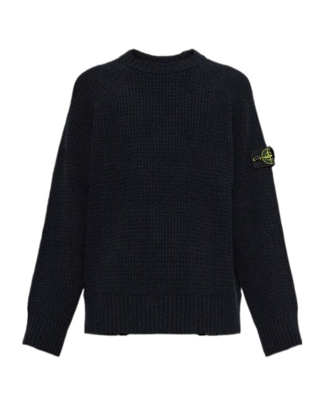 Stone Island Blue Logo Patch Crewneck Jumper for men