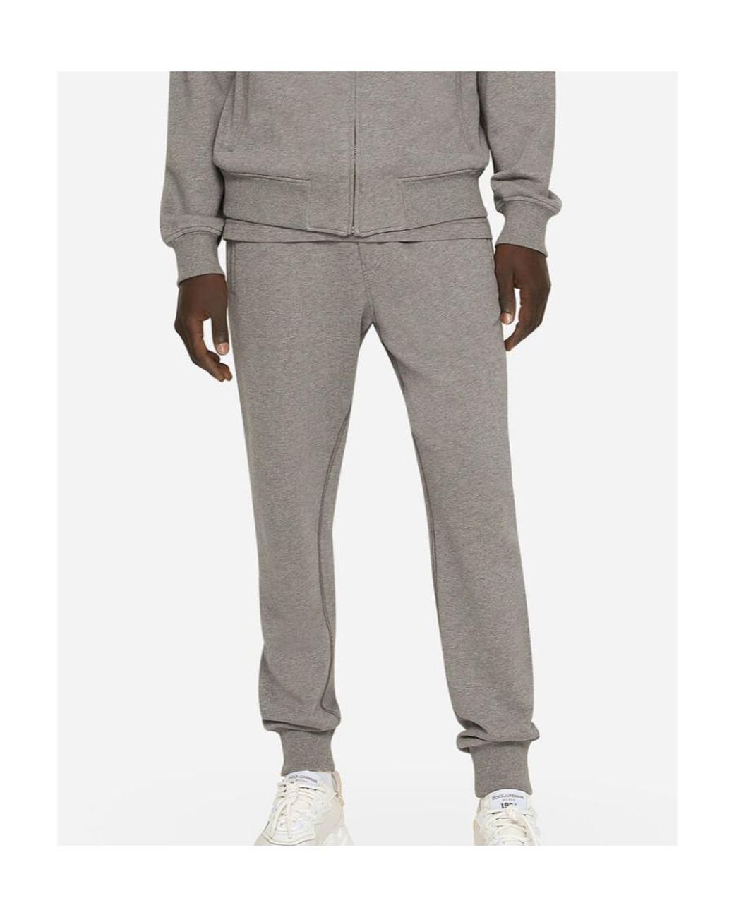 Dolce & Gabbana Gray Logo Plaque Jersey Jogging Pants for men