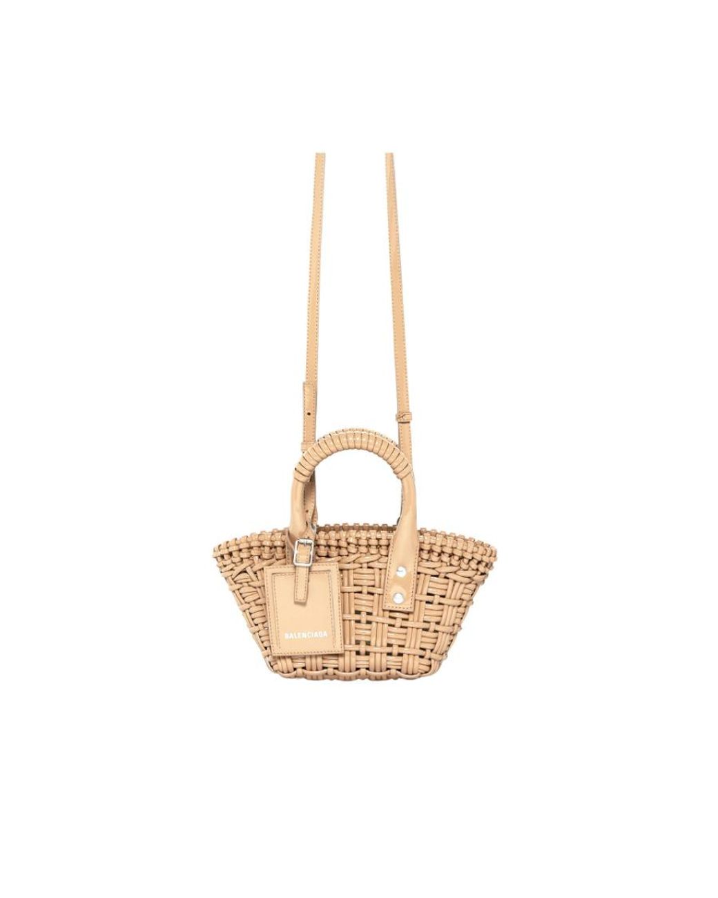 Balenciaga Natural Bistro Ultra-Small Shoulder Strap Basket Bag