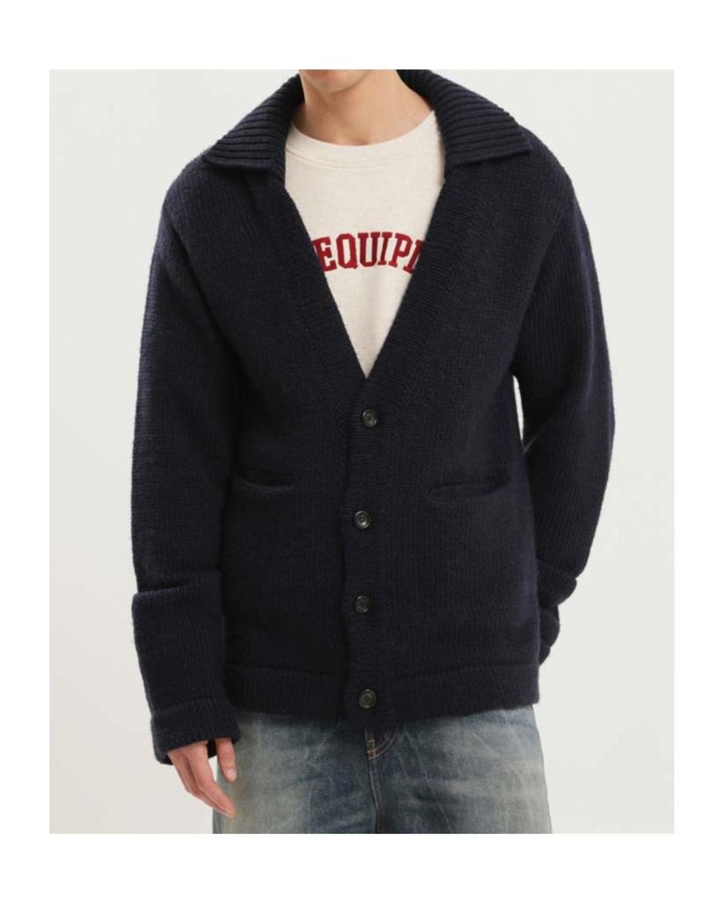 1989 STUDIO Blue Pocket Cardigan Sweater for men