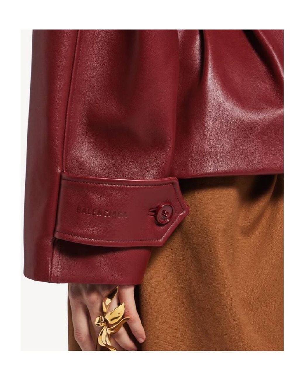 Balenciaga Red Folded Short Leather Jacket