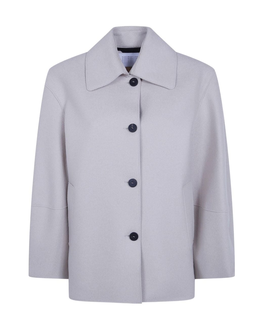 Harris Wharf London Blue Boxy Buttoned Coat