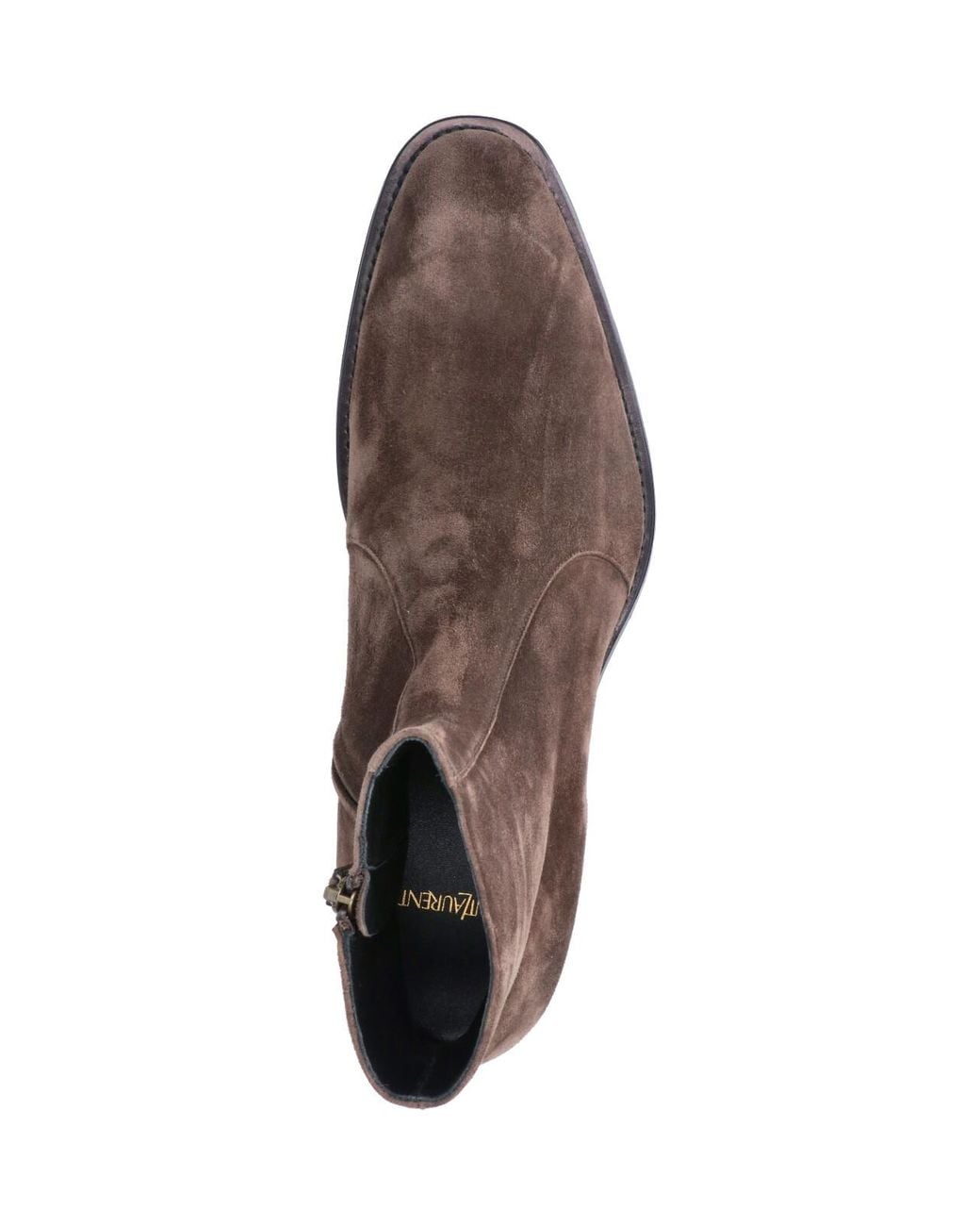 Saint Laurent Brown Almond Toe Ankle Boots for men