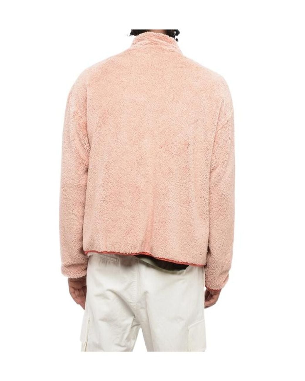 Jil Sander Pink Mock Neck Teddy Fleece Sweatshirt for men