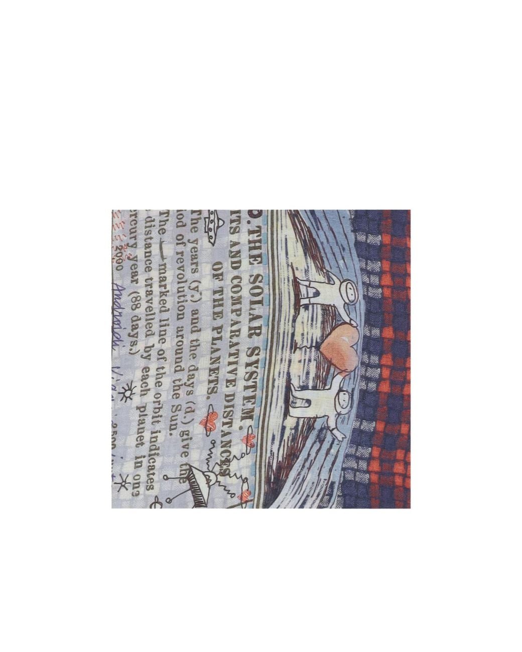 Faliero Sarti Blue Fringed Printed Scarf
