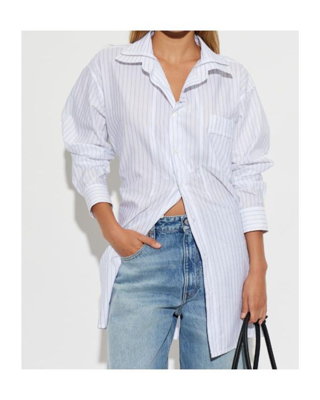 MM6 by Maison Margiela White Oversized Striped Shirt