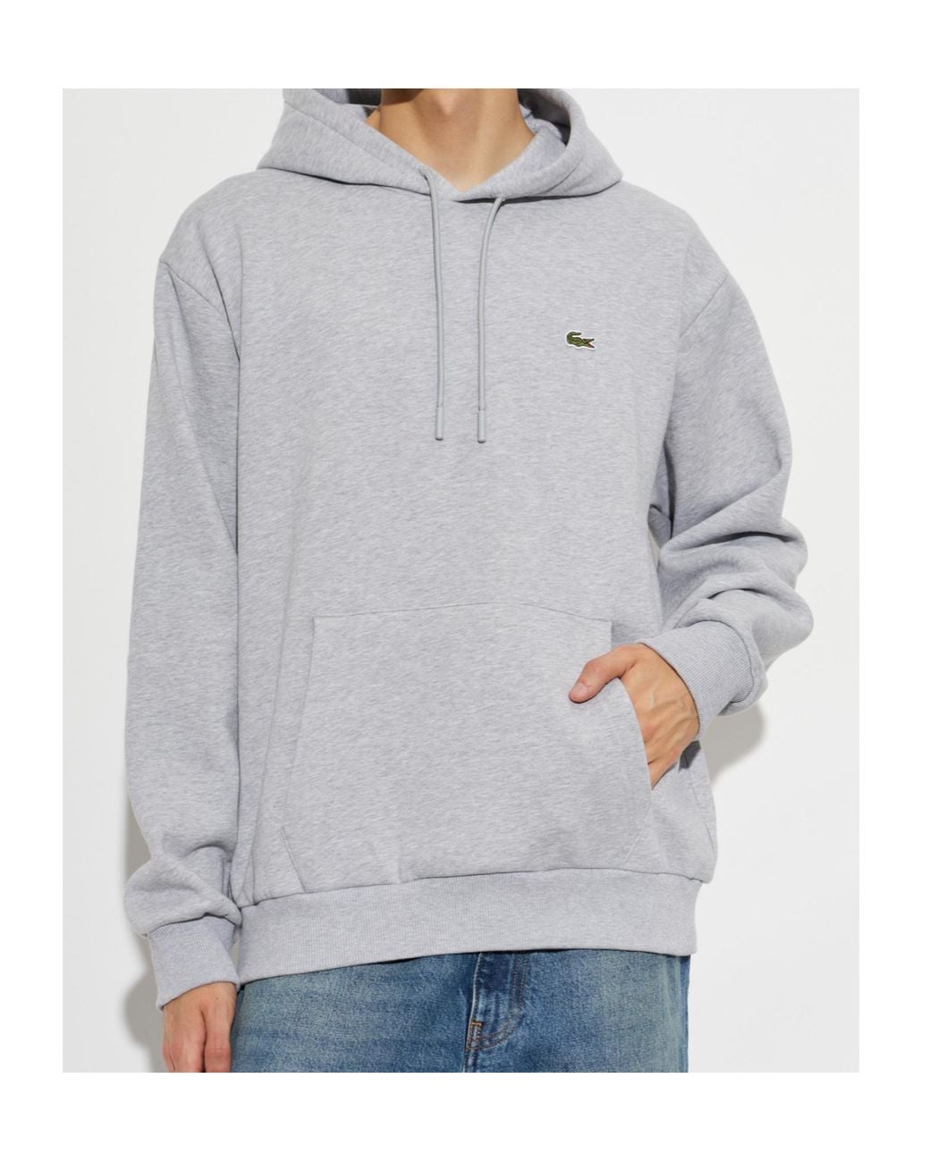 Lacoste Gray Logo Pullover Hoodie for men
