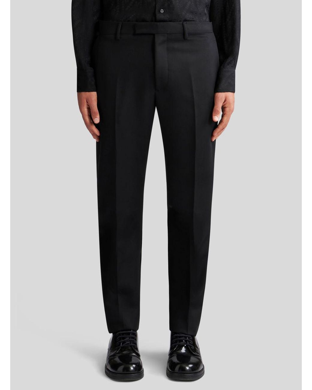 Etro Black Wool And Mohair Slim-Fit Trousers for men