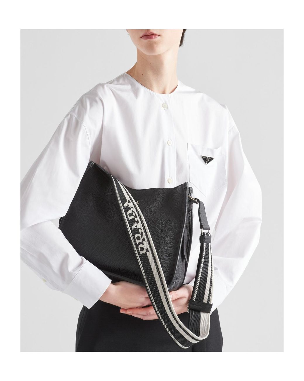 Prada Black Leather Hobo Bag