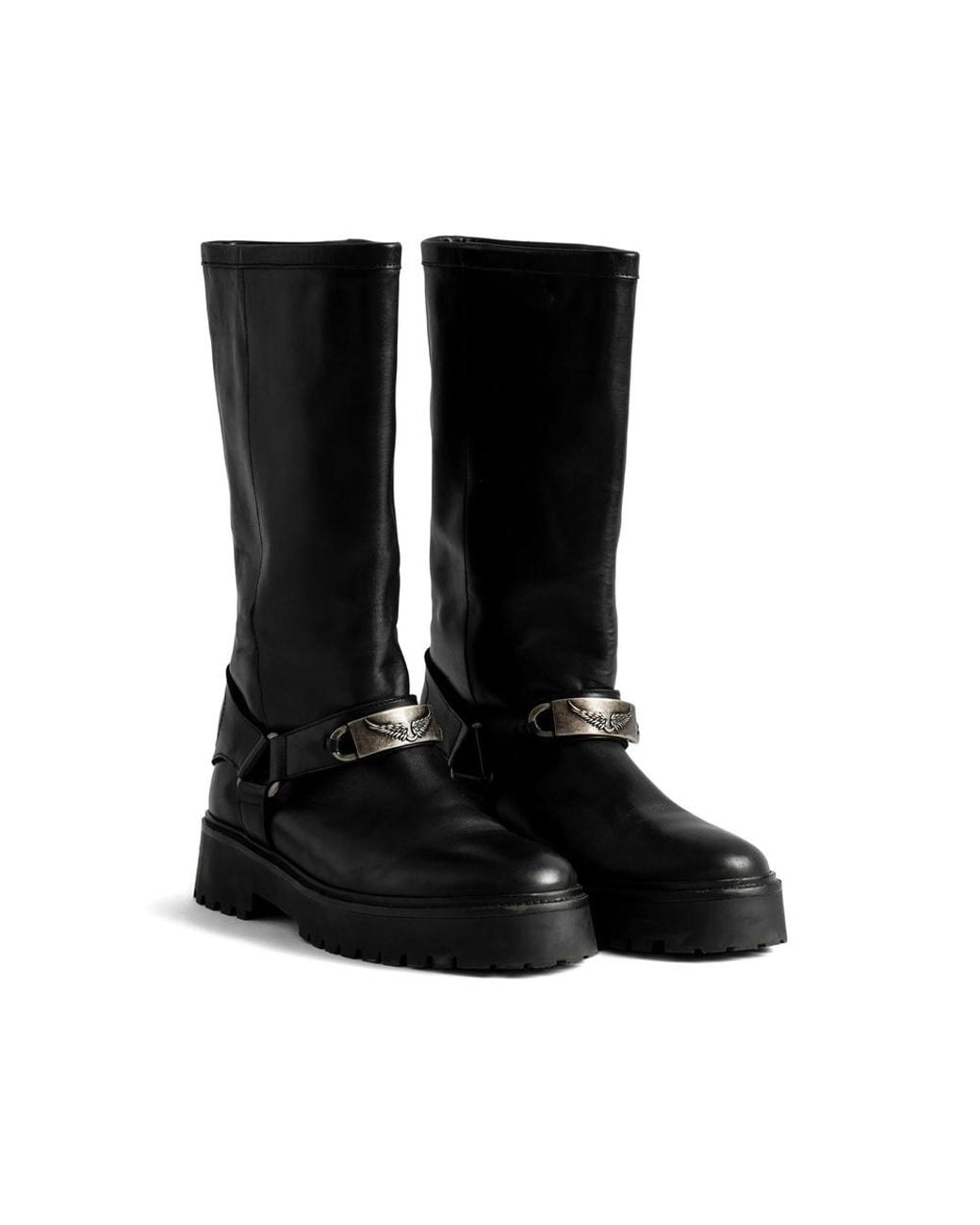 Zadig & Voltaire Black Angie Leather Biker Boots