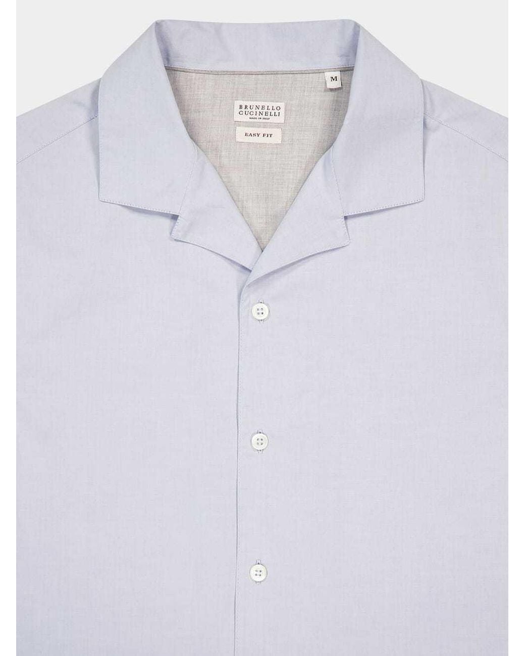 Brunello Cucinelli Blue Long-Sleeved Straight-Hem Shirt for men