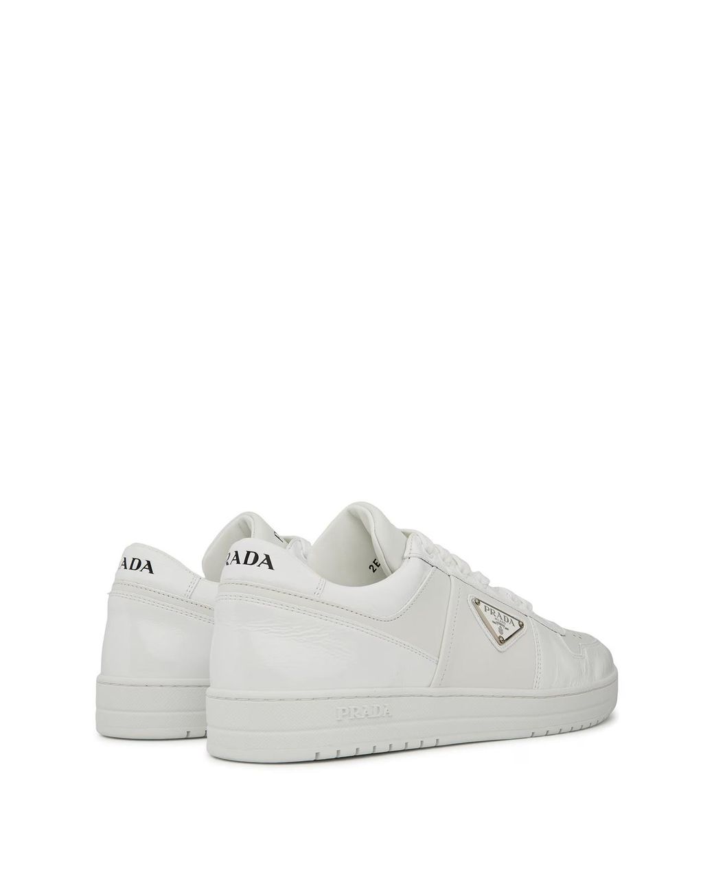 Prada White Downtown Leather Low Top Trainers for men