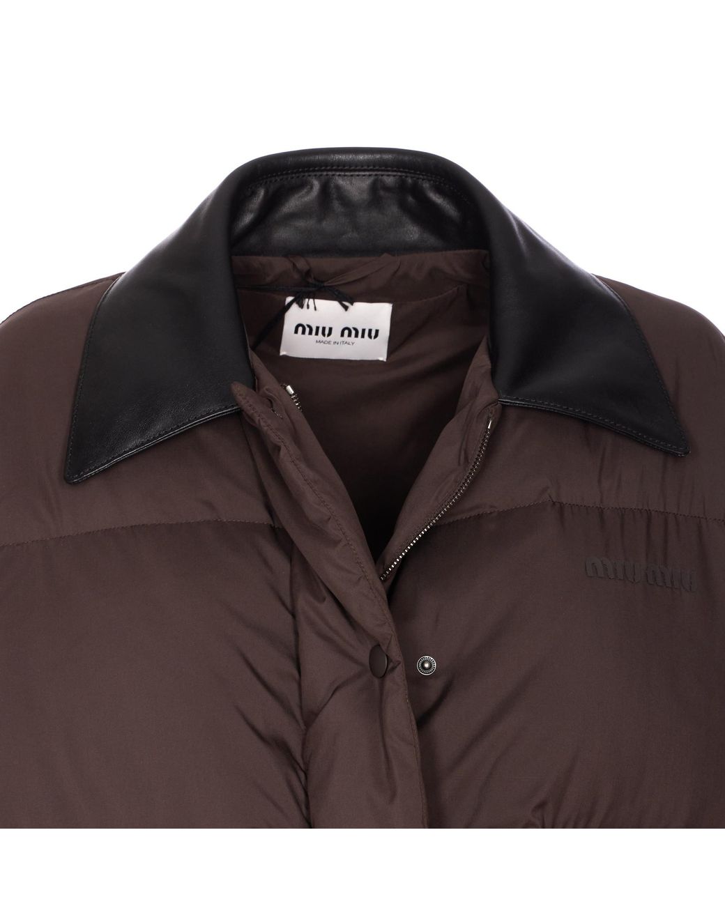 Miu Miu Brown Short Down Jacket In Pongé Tec