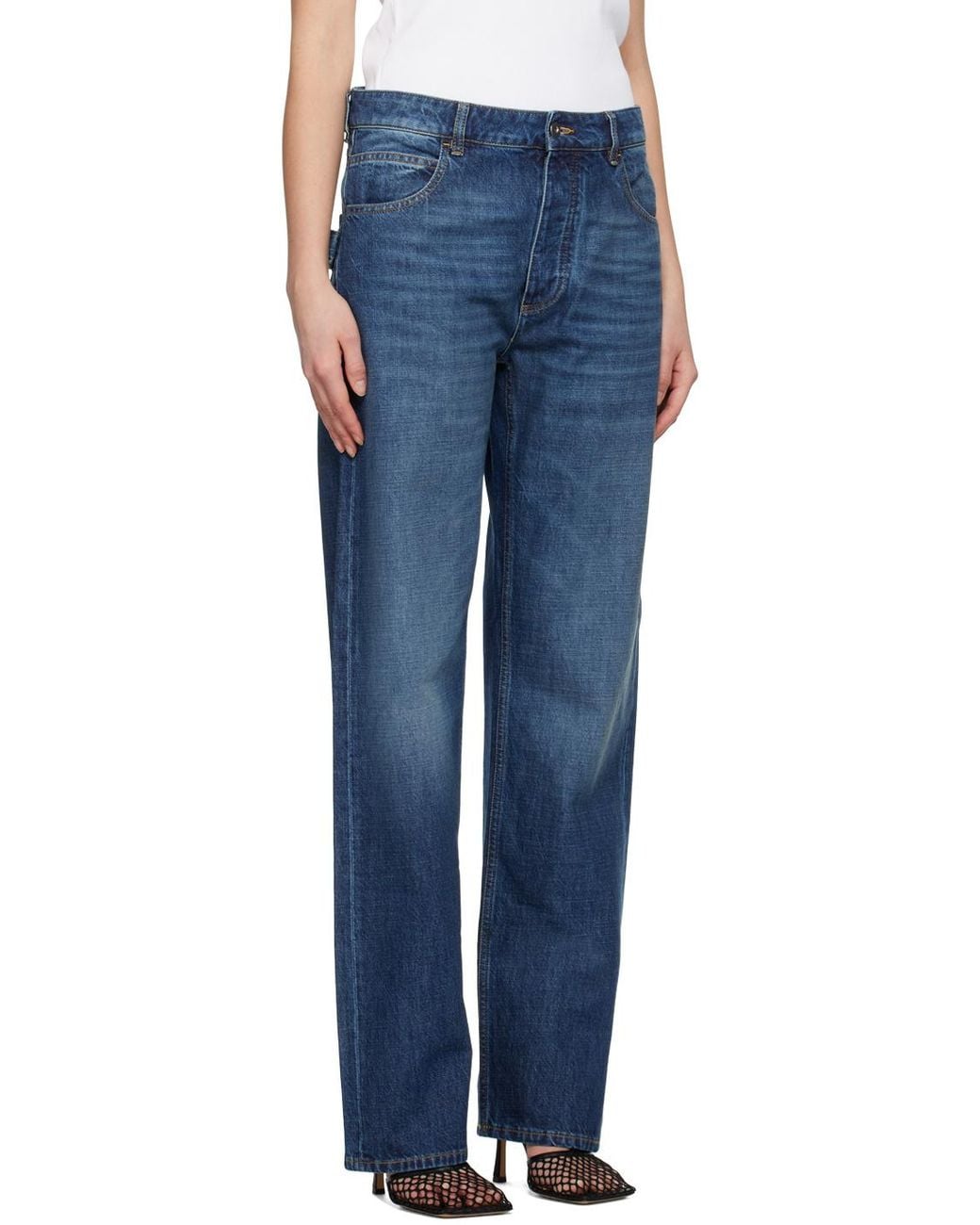 Bottega Veneta Blue Straight-Leg Floor-Length Jeans