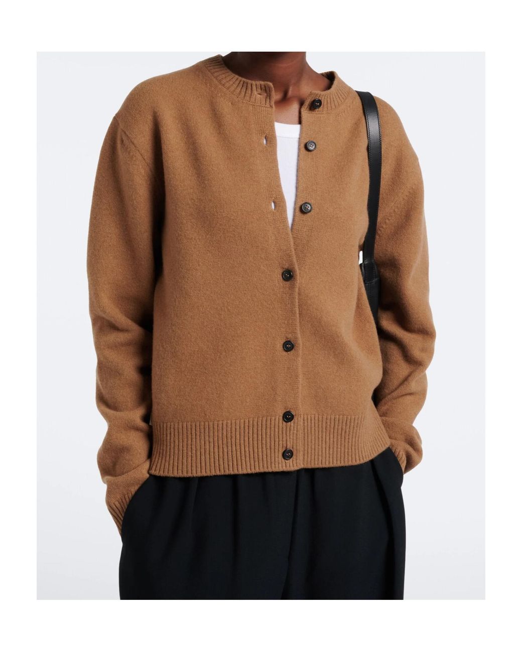 Rohe Brown Ribbed Crew Neck Cardigan