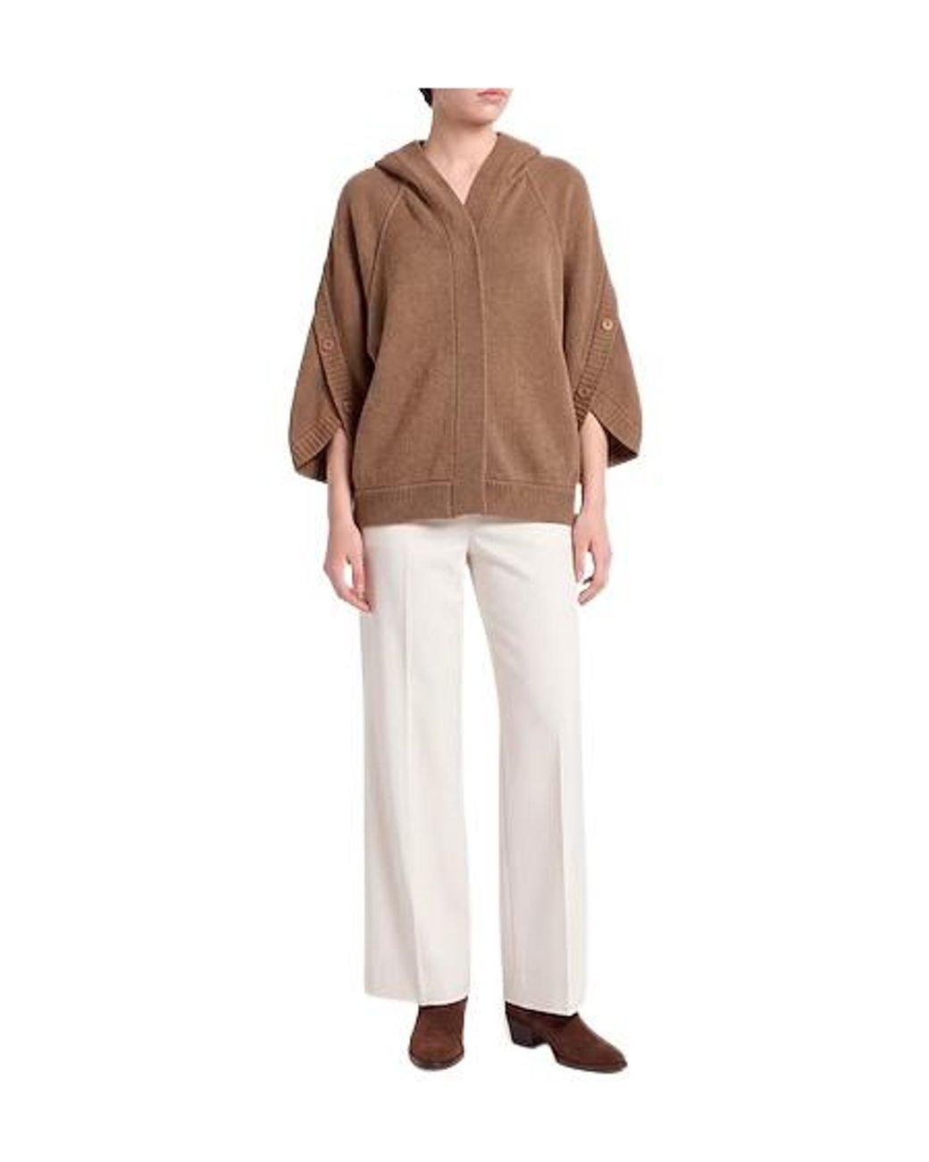 Max Mara Brown Three-Quarter Sleeve Knit Sweater
