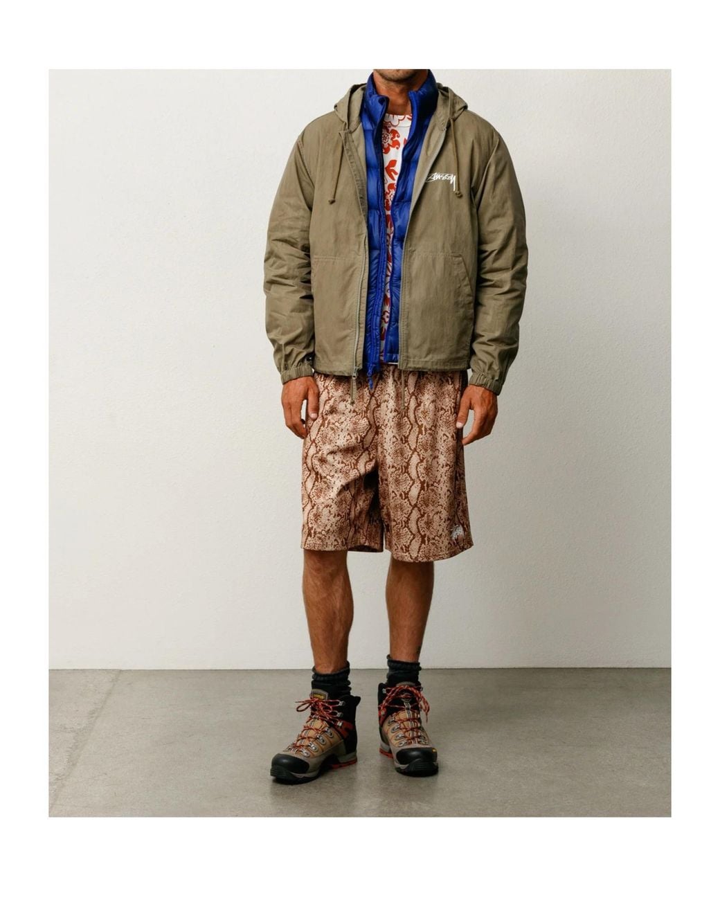 Stussy Natural Stüssy Logo Zip Hooded Jacket for men