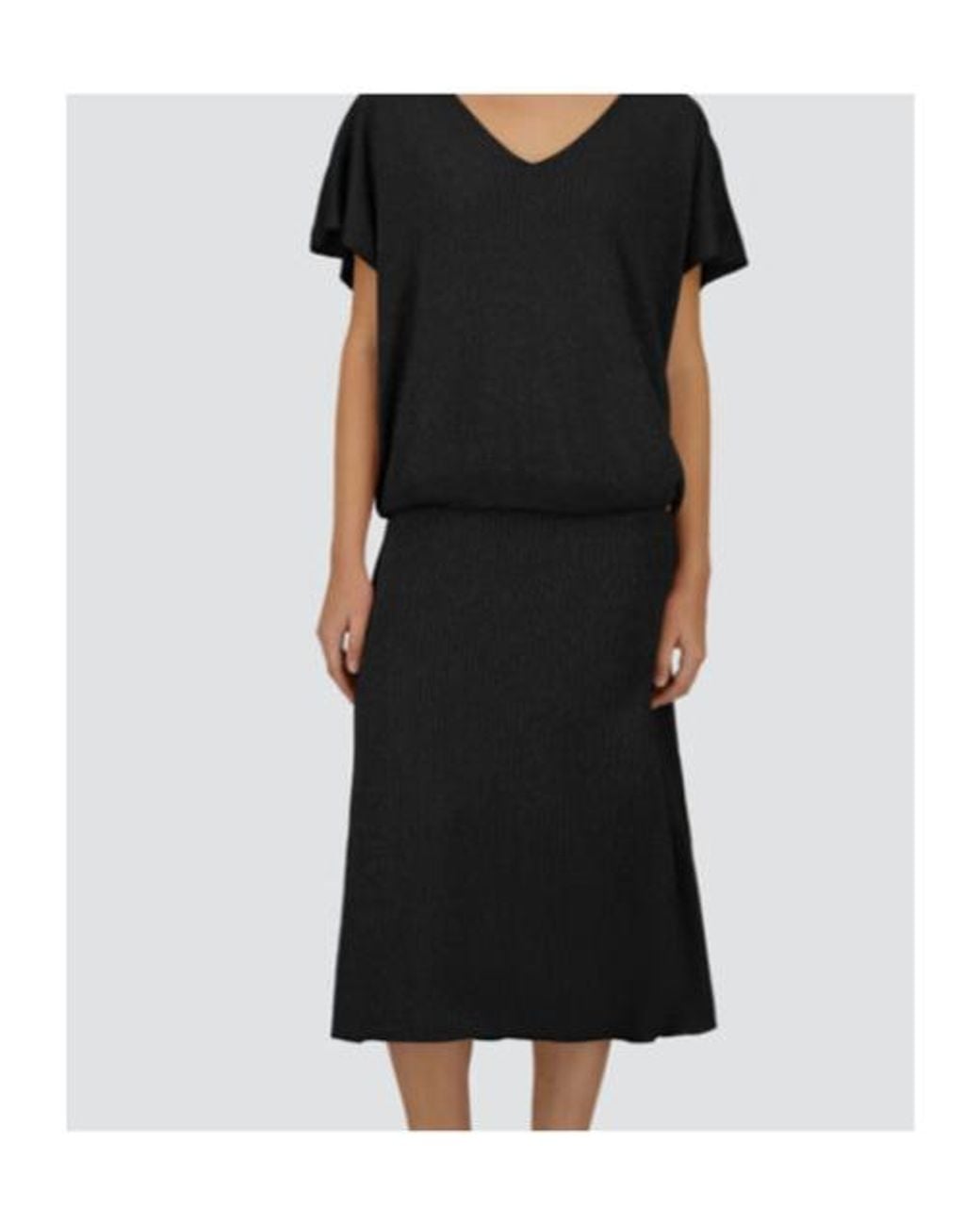Herno Black Ribbed Midi Skirt