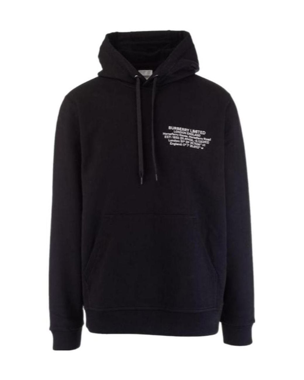 Burberry Blue Location-Print Drawstring Hoodie for men