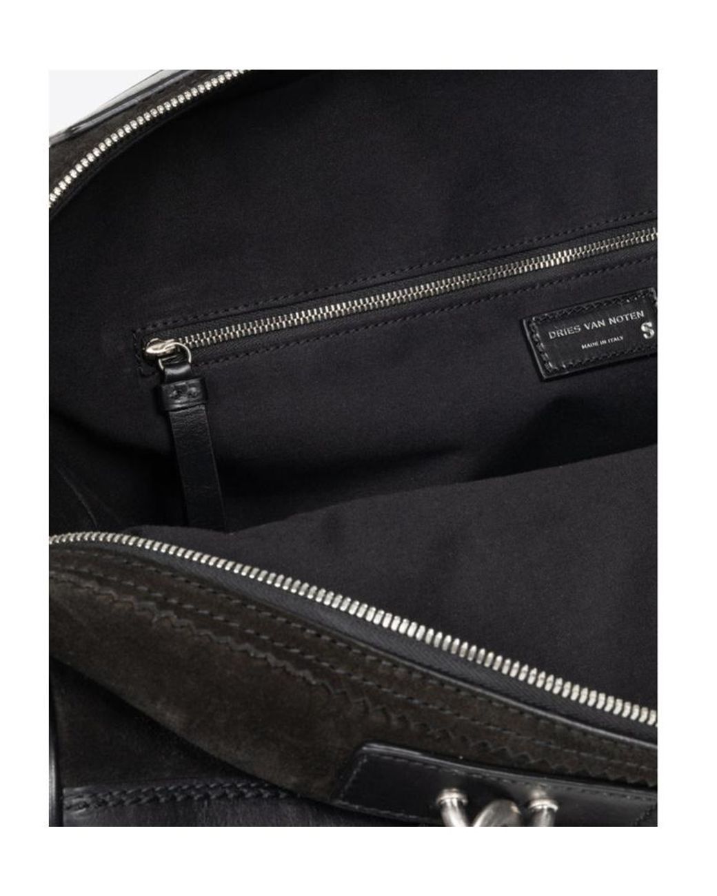 Dries Van Noten Black Suede Duffle Bag for men