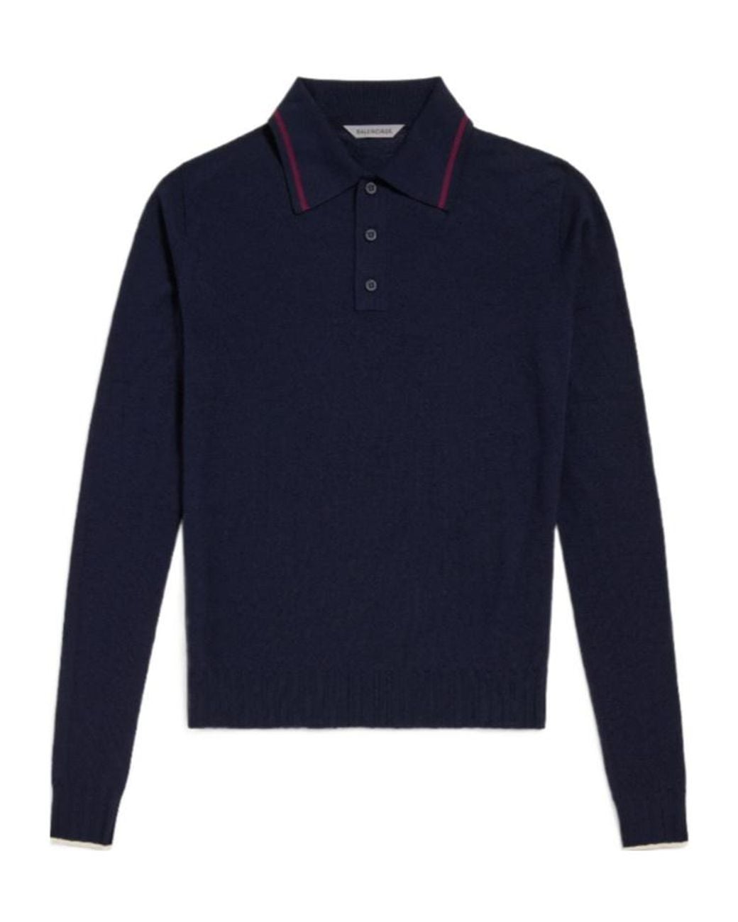 Balenciaga Blue Wool Long-Sleeve Polo Shirt for men