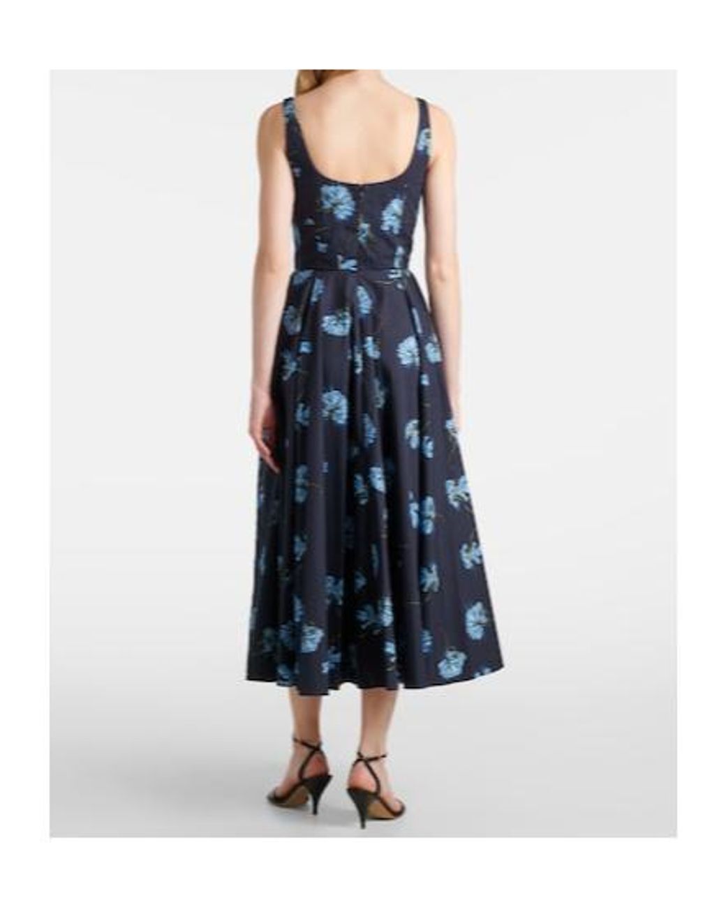 Emilia Wickstead Blue Floral Cotton Midi Dress