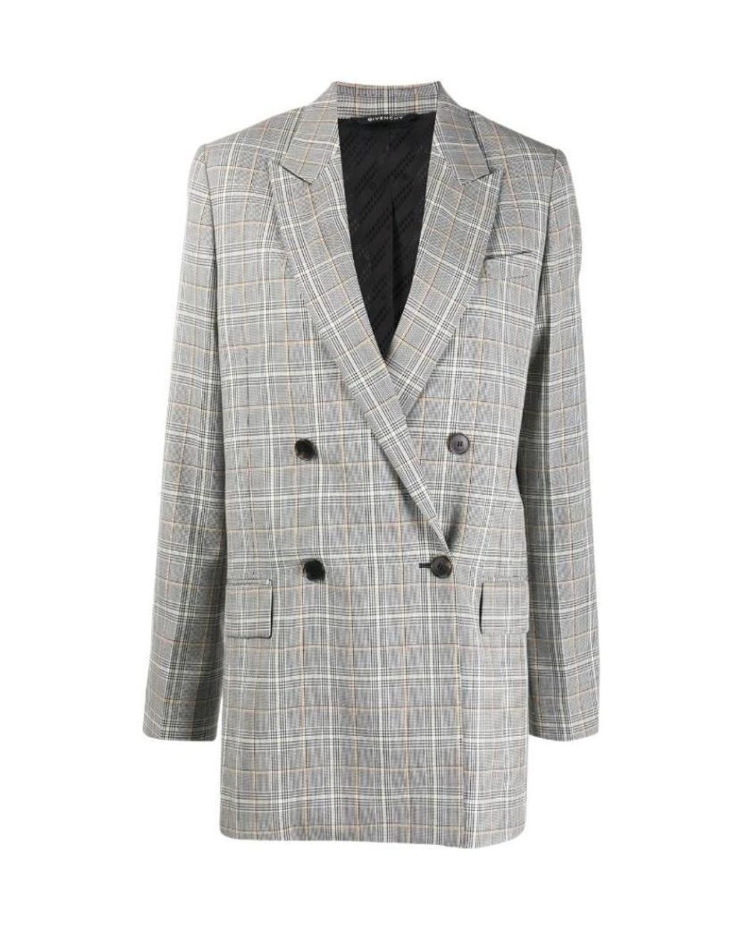 Givenchy Gray Check-Pattern Double-Breasted Blazer