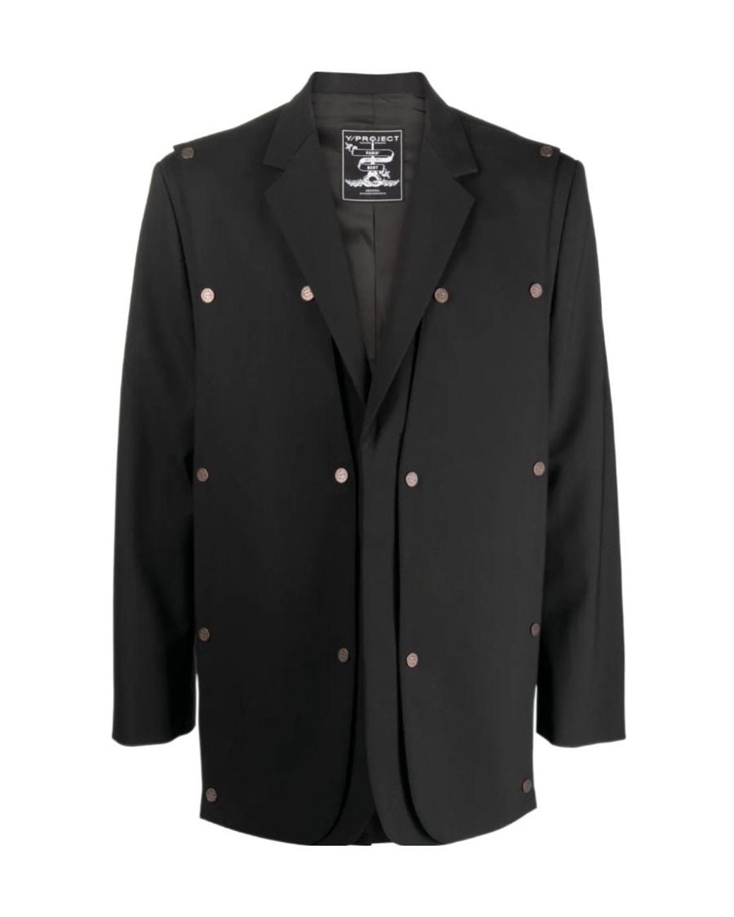 Y. Project Black Snap Panel Layered Blazer for men