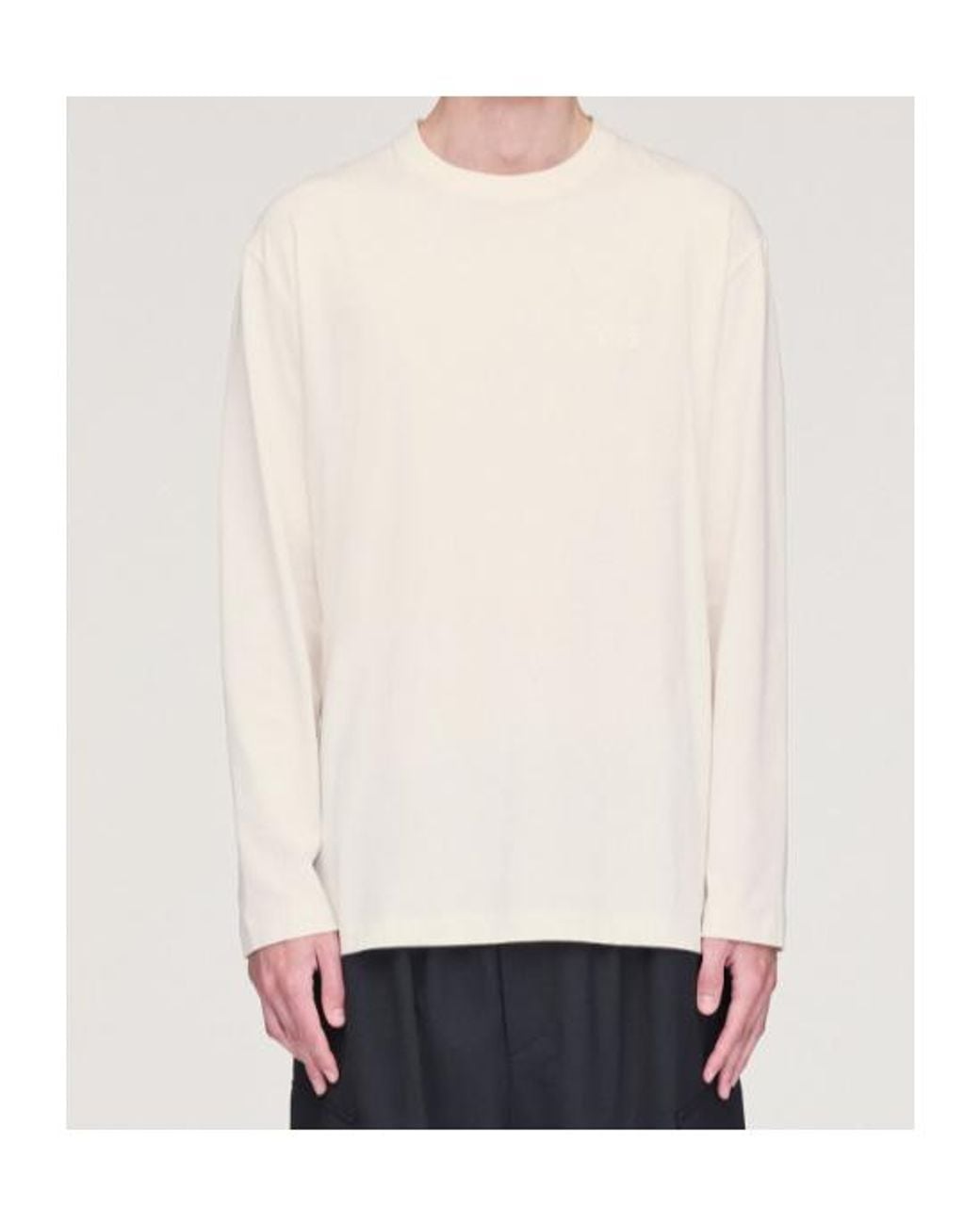 Y-3 White ロゴプリントクルーネックTシャツ for men
