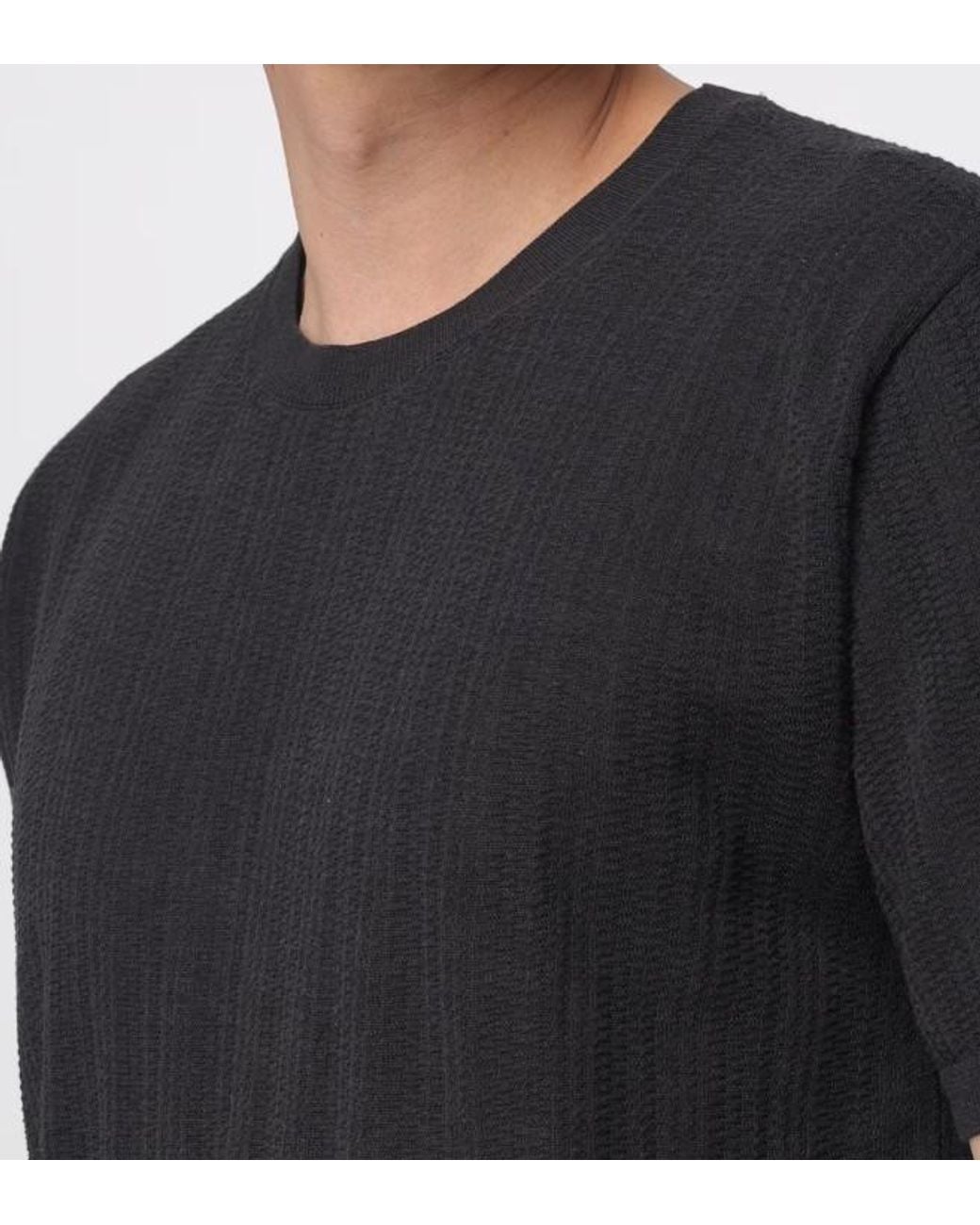 Emporio Armani Black Crewneck Knitted T-Shirt for men