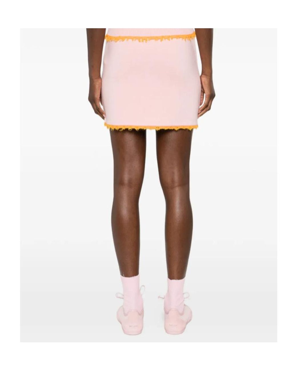 Casablanca Pink Double Face Frayed-Edege Mini Skirt