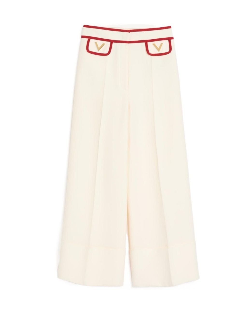 Valentino Natural Crepe Couture Wide Leg Pants