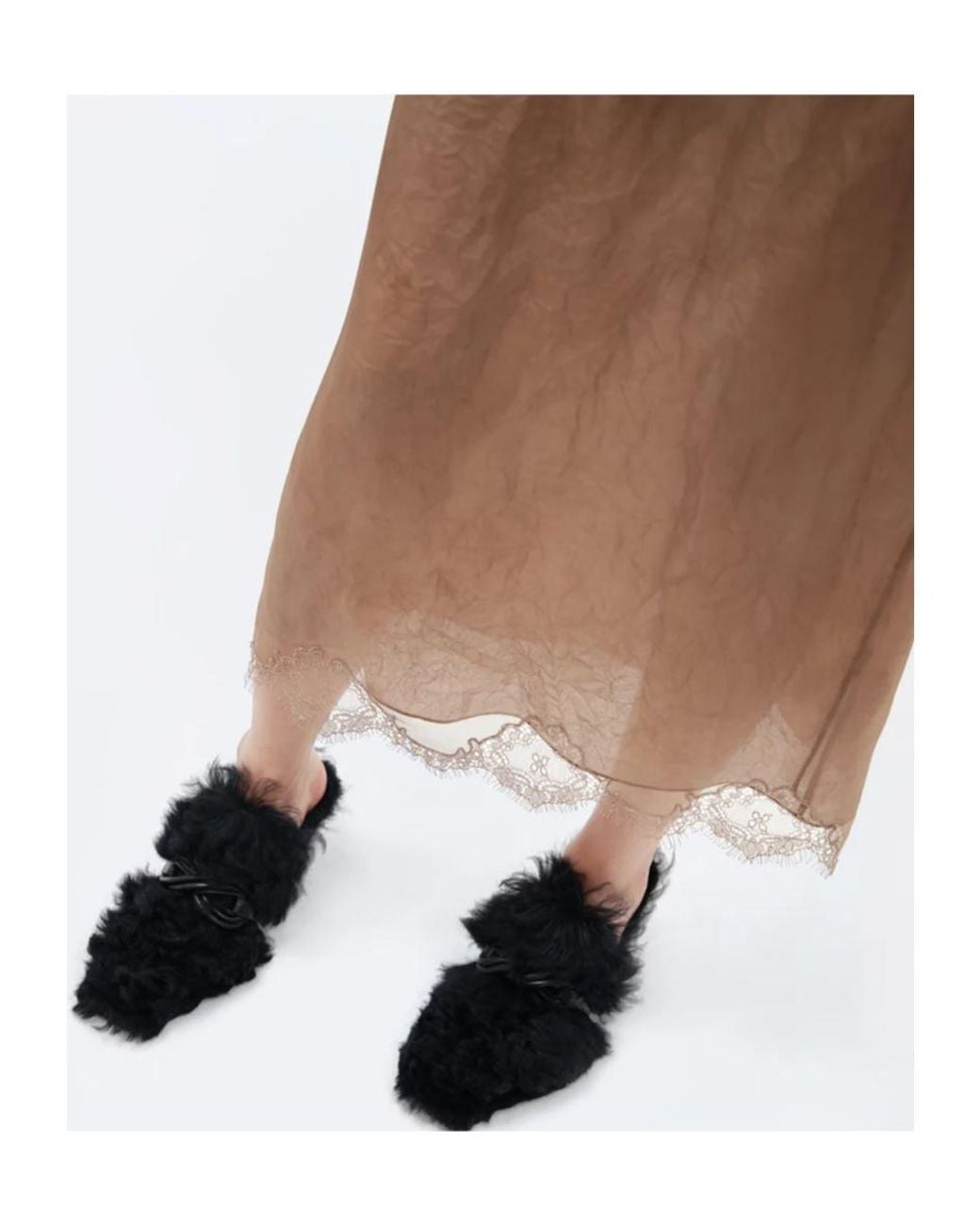 Carven Brown Sheer Lingerie Skirt