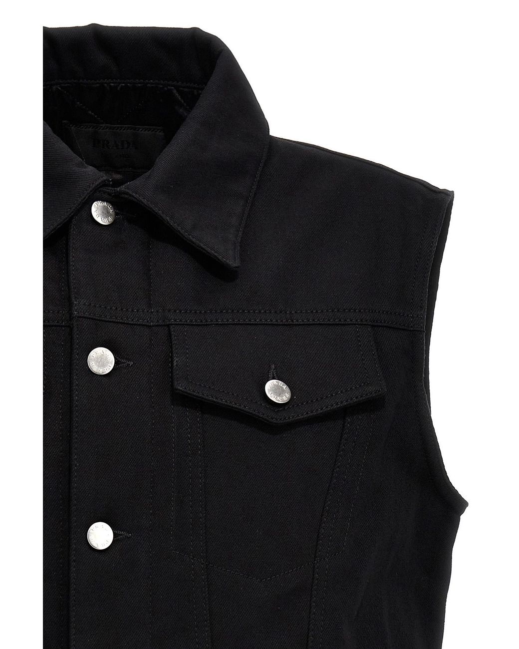 Prada Black Sleeveless Denim Jacket for men