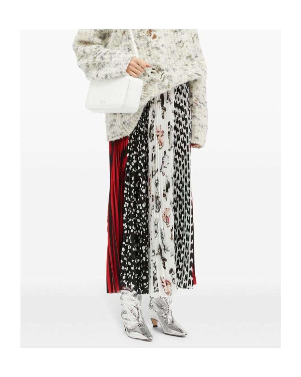MSGM Red Patchwork-Print Skirt
