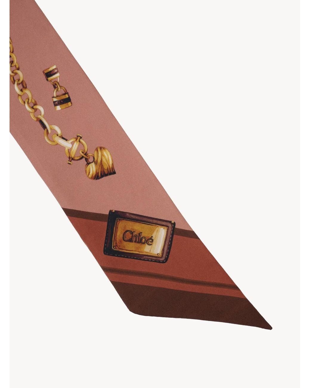 Chloé Multicolor Silk-Twill Chain-Print Bandeau Scarf