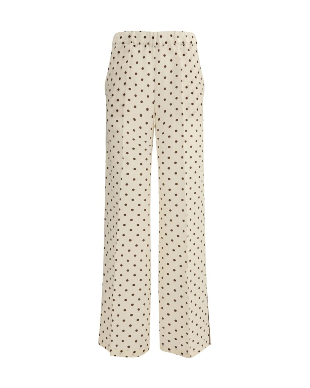 P.A.R.O.S.H. White Polka-Dot Print Casual Trousers
